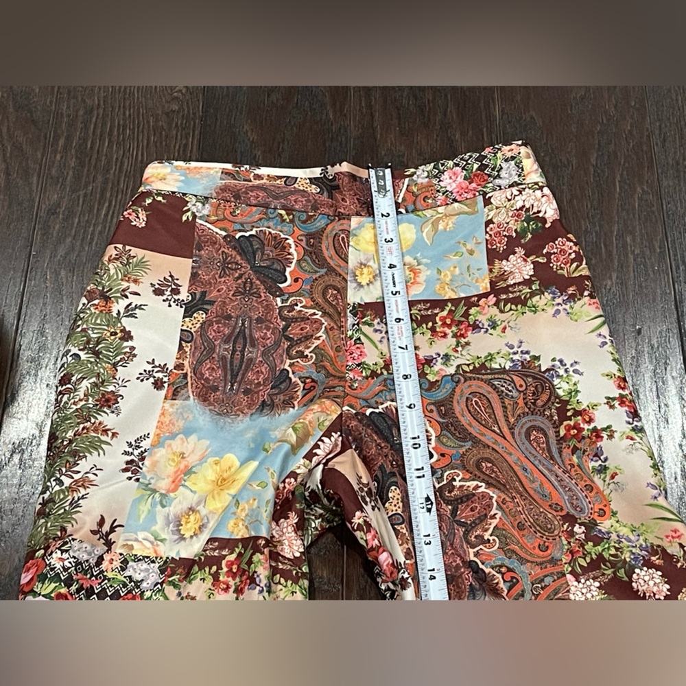 BOSTON PROPER Patchwork Print High Waist Palazzo Pant Wide Leg Women Size XXS - Picture 5 of 12